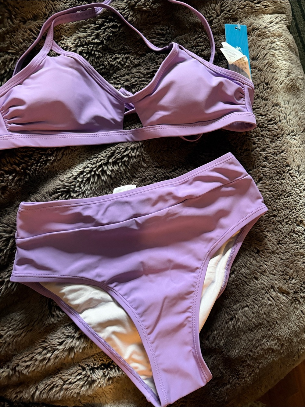 Cupshe Mauve Bralette and High-Waist Bikini Bottom Set